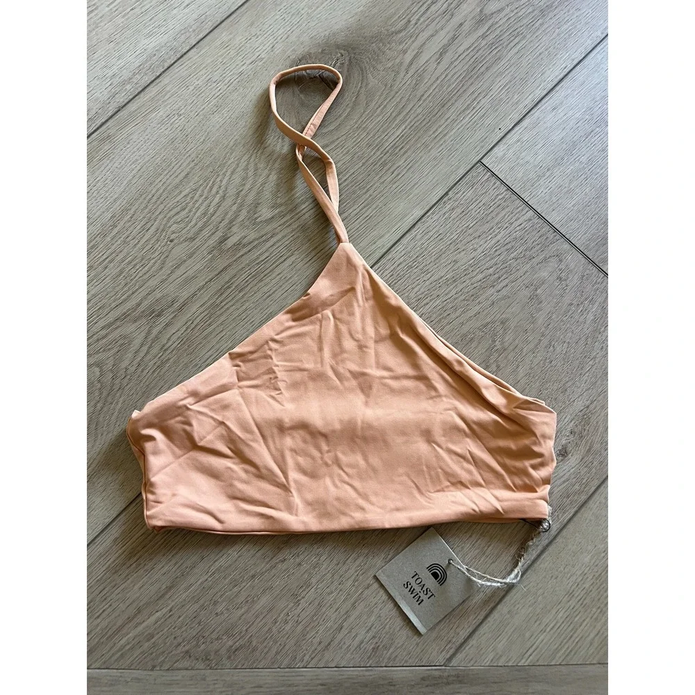 NWT TOAST SWIM Signature Apex Top‎ Sandstone Peach Triangle Bikini Swim Top S